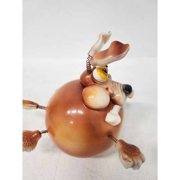 Exhart Ceramic Wobble Bobble Dog Figurine Whimsical Kitchy Spring Ears Legs Tail - Picture 6 of 13